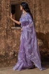 Shop_Geroo Jaipur_Mauve Hand Embroidered Tissue Saree Set _Online_at_Aza_Fashions