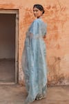 Shop_Geroo Jaipur_Blue Tissue Saree Set _at_Aza_Fashions