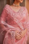 Geroo Jaipur_Peach Tissue Saree Set _at_Aza_Fashions