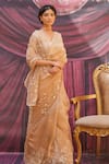 Buy_Geroo Jaipur_Champagne Gold Embroidered Saree Set _Online_at_Aza_Fashions