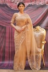 Buy_Geroo Jaipur_Champagne Gold Embroidered Saree Set _at_Aza_Fashions