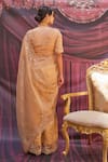 Shop_Geroo Jaipur_Gold Hand Embroidered Tissue Saree Set _at_Aza_Fashions