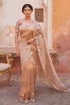 Buy_Geroo Jaipur_Antique Gold Tissue Saree Set _at_Aza_Fashions
