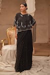 Geroo Jaipur_Black Mukaish Embroidered Saree Set _Online_at_Aza_Fashions