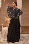 Buy_Geroo Jaipur_Black Mukaish Embroidered Saree Set _at_Aza_Fashions