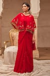 Buy_Geroo Jaipur_Red Mukaish Saree Set _at_Aza_Fashions