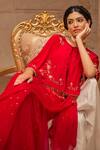 Geroo Jaipur_Red Mukaish Saree Set _at_Aza_Fashions