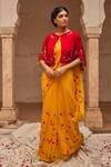 Buy_Geroo Jaipur_Yellow Hand Embroidered Chiffon Saree Set _Online_at_Aza_Fashions
