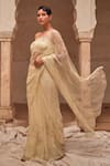 Shop_Geroo Jaipur_Off White Hand Embroidered Chiffon Saree Set _Online_at_Aza_Fashions