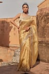 Buy_Geroo Jaipur_Golden Tissue Saree Set _at_Aza_Fashions