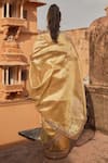 Shop_Geroo Jaipur_Golden Tissue Saree Set _at_Aza_Fashions