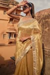 Buy_Geroo Jaipur_Golden Tissue Saree Set _Online_at_Aza_Fashions