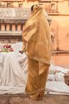 Shop_Geroo Jaipur_Gold Tissue Saree Set _at_Aza_Fashions