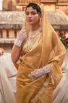 Shop_Geroo Jaipur_Gold Tissue Saree Set _Online_at_Aza_Fashions