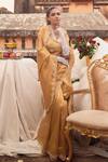 Shop_Geroo Jaipur_Gold Zardozi Embellished Tissue Saree Set _at_Aza_Fashions