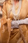 Buy_Geroo Jaipur_Gold Zardozi Embellished Tissue Saree Set _Online_at_Aza_Fashions