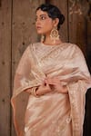 Shop_Geroo Jaipur_Rose Gold Tissue Saree Set _Online_at_Aza_Fashions