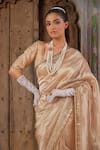 Geroo Jaipur_Gold Tissue Saree Set _Online_at_Aza_Fashions