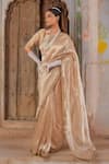 Buy_Geroo Jaipur_Gold Tissue Saree Set _at_Aza_Fashions