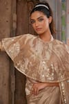 Geroo Jaipur_Gold Tissue Embellished Saree Set _Online_at_Aza_Fashions