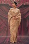 Buy_Geroo Jaipur_Beige Gold Tissue Embellished Saree Set _Online_at_Aza_Fashions