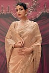 Shop_Geroo Jaipur_Beige Gold Tissue Embellished Saree Set _Online_at_Aza_Fashions