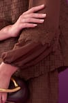 Pleats by Aruni_Dark Brown Alexa Coordinated Set _Online_at_Aza_Fashions
