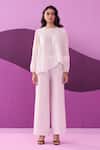 Buy_Pleats by Aruni_White Crepe Satin Pant Set _at_Aza_Fashions