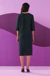 Shop_Pleats by Aruni_Bottle Green Crushed Textured Midi Dress _at_Aza_Fashions