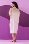 Shop_Pleats by Aruni_Beige And White Crepe Satin Midi Dress _at_Aza_Fashions