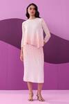 Buy_Pleats by Aruni_Pink Crepe Satin Skirt Set _at_Aza_Fashions