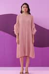 Buy_Pleats by Aruni_Pink Pleated Midi Dress _at_Aza_Fashions