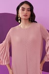 Pleats by Aruni_Pink Pleated Midi Dress _at_Aza_Fashions