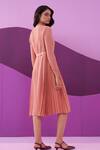 Shop_Pleats by Aruni_Pink Pleated Midi Dress With Belt _Online_at_Aza_Fashions