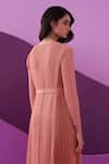 Pleats by Aruni_Pink Pleated Midi Dress With Belt _at_Aza_Fashions