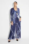 Buy_SHASHA GABA_Blue Polyester Sequins Round Neck Amorphous Jacket _at_Aza_Fashions