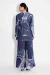 Shop_SHASHA GABA_Blue Polyester Sequins Round Neck Amorphous Jacket _at_Aza_Fashions