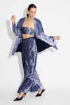Buy_SHASHA GABA_Blue Polyester Sequins Round Neck Amorphous Jacket _Online_at_Aza_Fashions