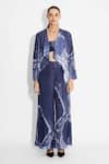 Shop_SHASHA GABA_Blue Polyester Sequins Round Neck Amorphous Jacket _Online_at_Aza_Fashions