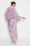 Shop_Shasha Gaba_Purple Polyester Sequins Open Neck Amorphous Cape Style Jacket _at_Aza_Fashions