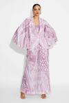Buy_Shasha Gaba_Purple Polyester Sequins Open Neck Amorphous Cape Style Jacket _at_Aza_Fashions