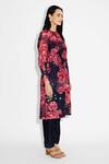 SHASHA GABA_Multi Color Polyester Round Neck Floral Straight Kurta _Online_at_Aza_Fashions