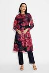 Buy_SHASHA GABA_Multi Color Polyester Round Neck Floral Straight Kurta _at_Aza_Fashions