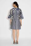 Shop_Shasha Gaba_Ivory Polyester Round Neck Striped Wrap Dress _at_Aza_Fashions