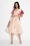 Shop_SHASHA GABA_Beige Floral Midi Dress _Online_at_Aza_Fashions