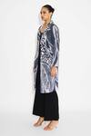 SHASHA GABA_Blue Polyester Sequins Ombre Trench Coat _Online_at_Aza_Fashions