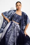 Shop_SHASHA GABA_Blue Sequins Open Neck Obsidian Shrug _Online_at_Aza_Fashions