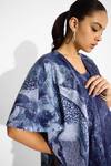 SHASHA GABA_Blue Sequins Open Neck Obsidian Shrug _at_Aza_Fashions