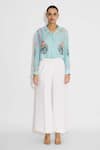 Shop_SHASHA GABA_Frost Blue Designer Cropped Shirt _Online_at_Aza_Fashions