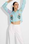 Buy_SHASHA GABA_Frost Blue Designer Cropped Shirt _at_Aza_Fashions